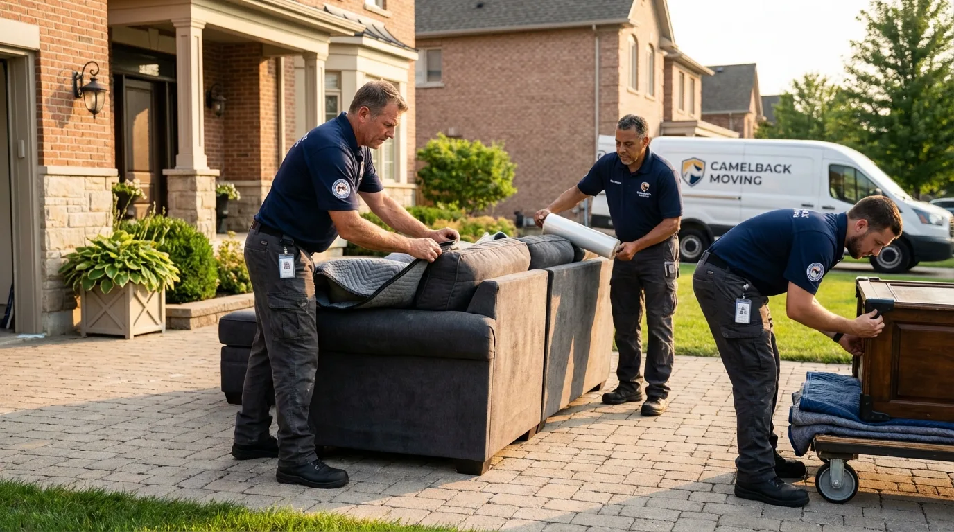 Large estate moving crew wrapping furniture in Sellersville, PA