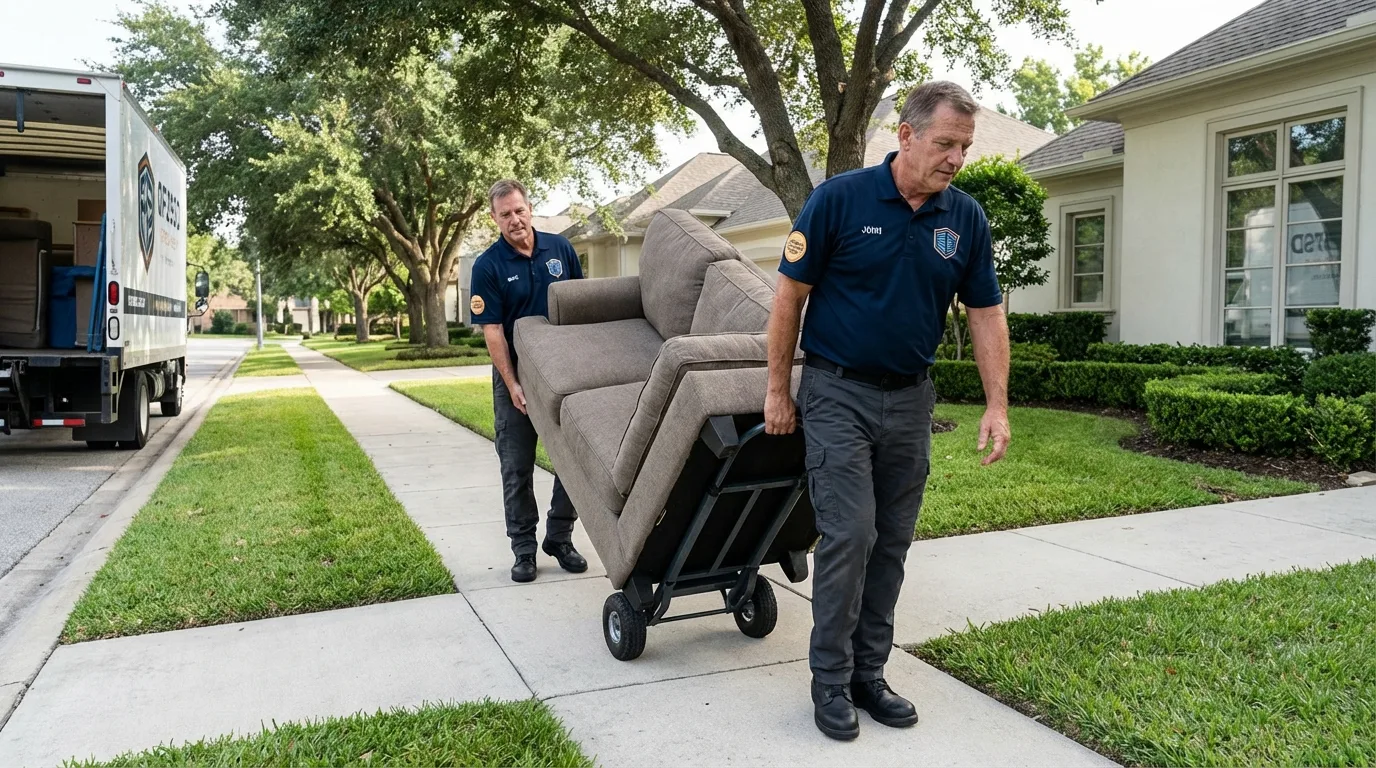 Local residential moving crew loading furniture in Sellersville, PA