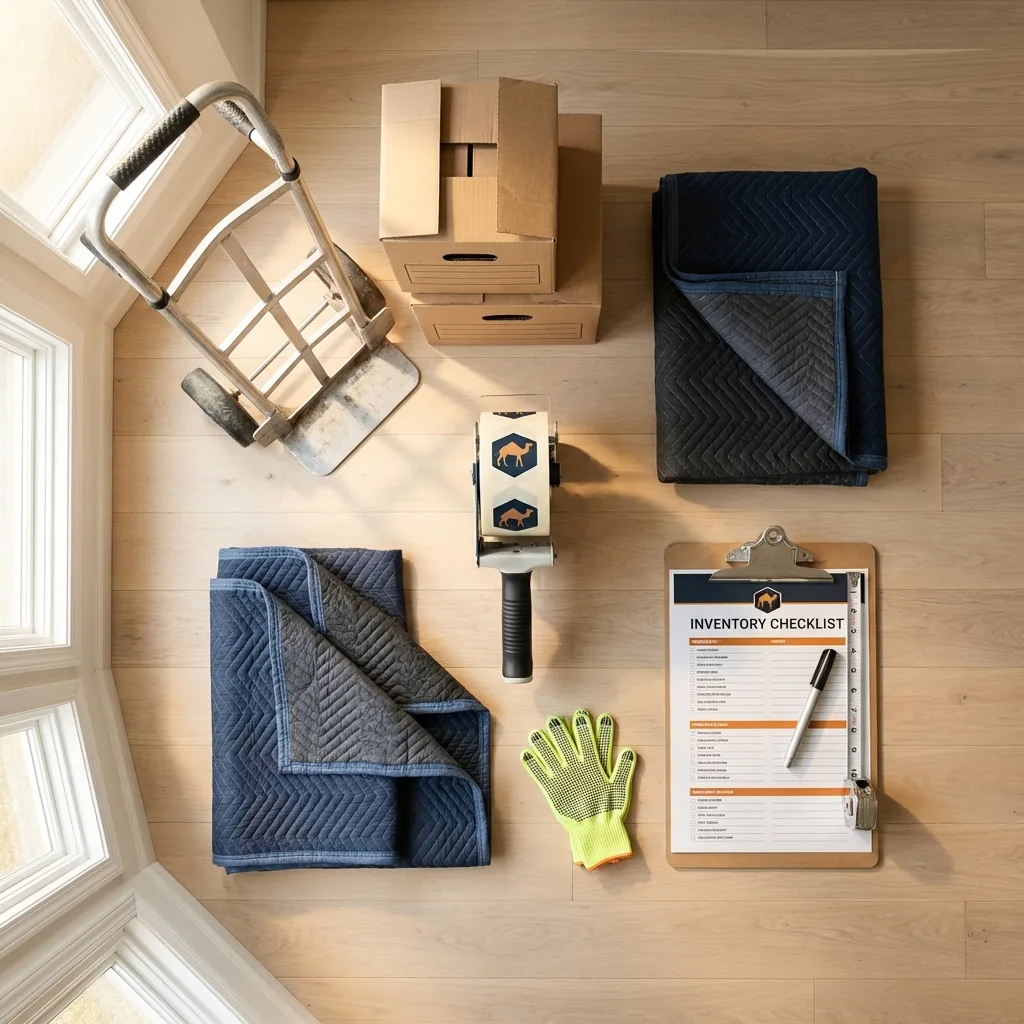 Professional moving supplies and packing materials layout for Sellersville residential relocations